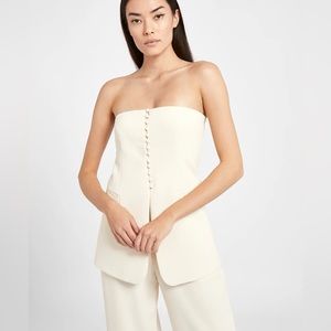 Cream Strapless Peplum Top - Because of Alice - BOA -size M